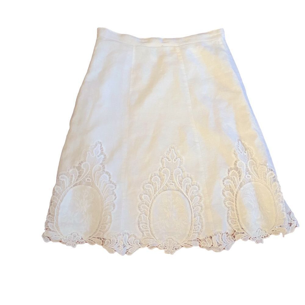 Cynthia Rowley White Eyelet Skater Skirt Size 8